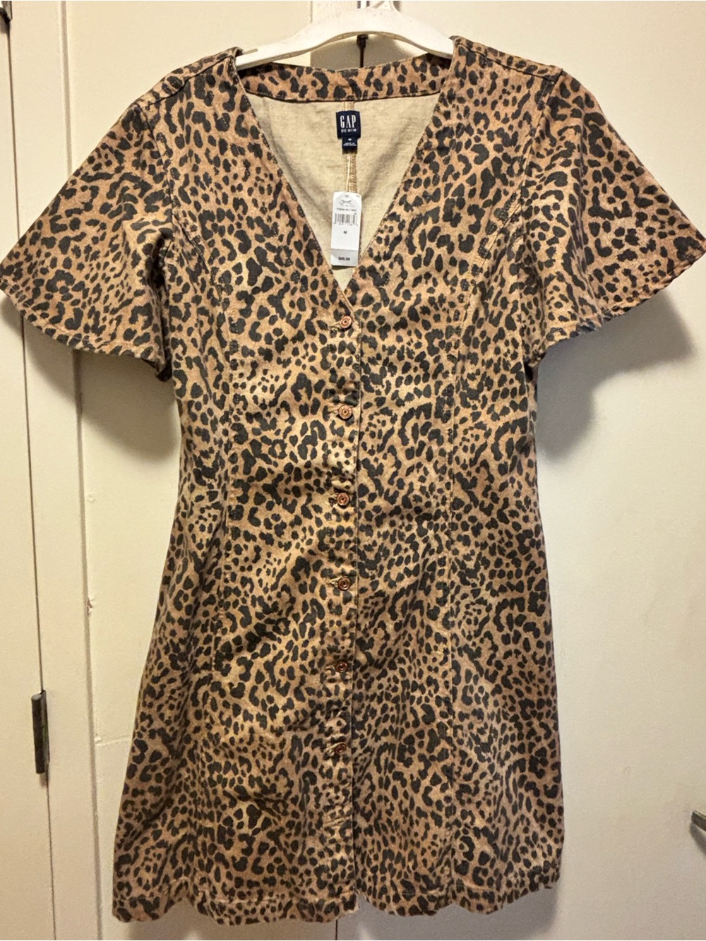 GAP Leopard-Print Button-Front Dress Jacket in Tan and Black